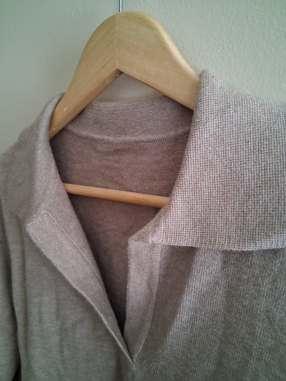 Commense Taupe Collared Knit Sweater